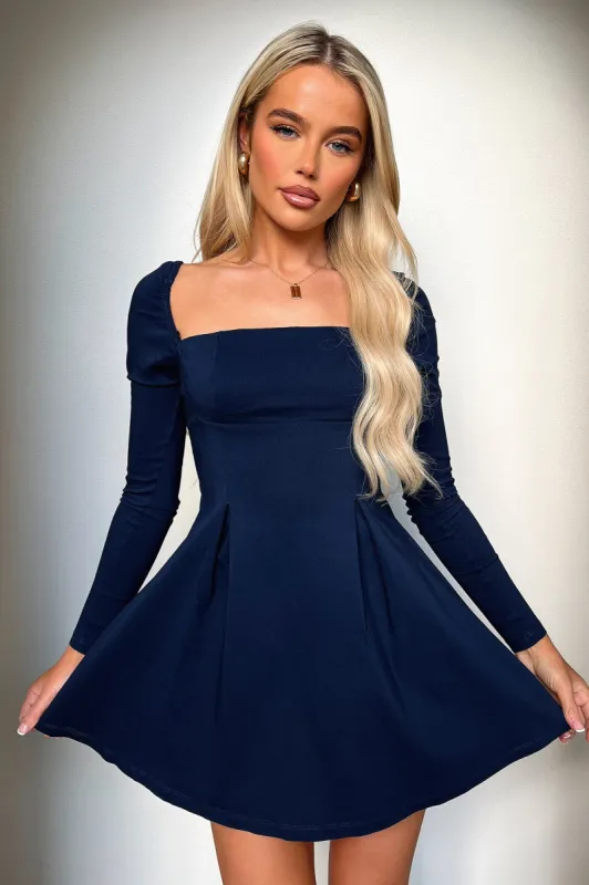 Tabitha Long Sleeve Mini Dress - Navy sold by Thats So Fetch