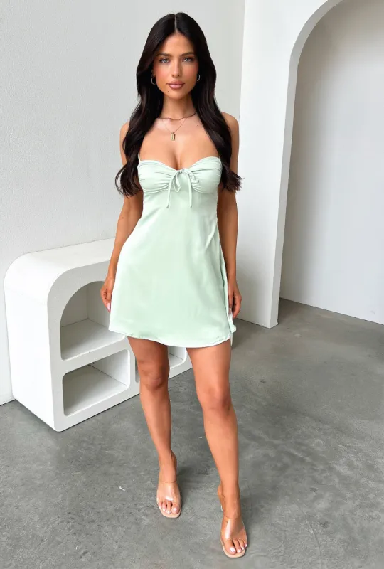 Nardine Satin Mini Dress - Sage sold by Thats So Fetch