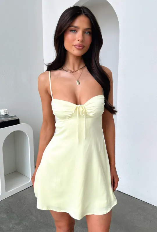 Nardine Satin Mini Dress - Yellow sold by Thats So Fetch