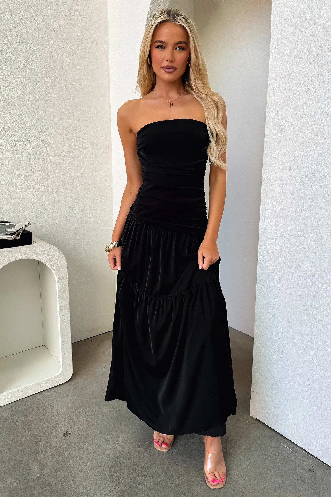 Charlotte Strapless Maxi Dress - Black sold by Thats So Fetch