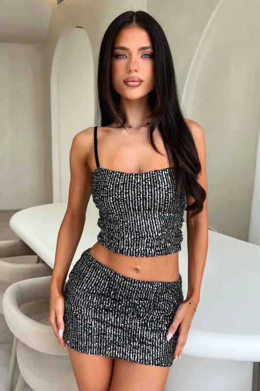 Ryker Sequin Mini Skirt  - Black sold by Thats So Fetch
