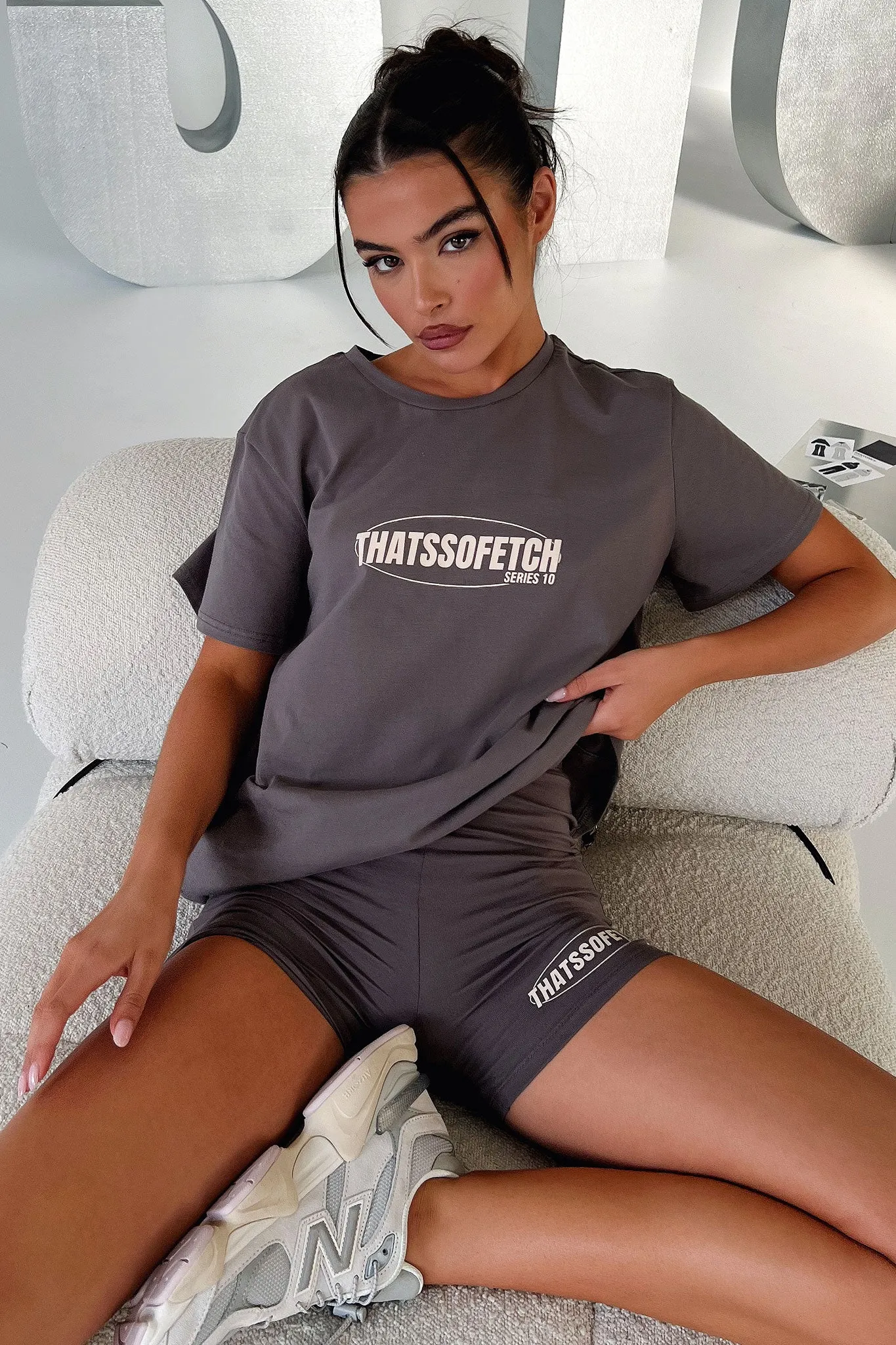 Series 10 Oversized Tee - Charcoal/Beige sold by Thats So Fetch