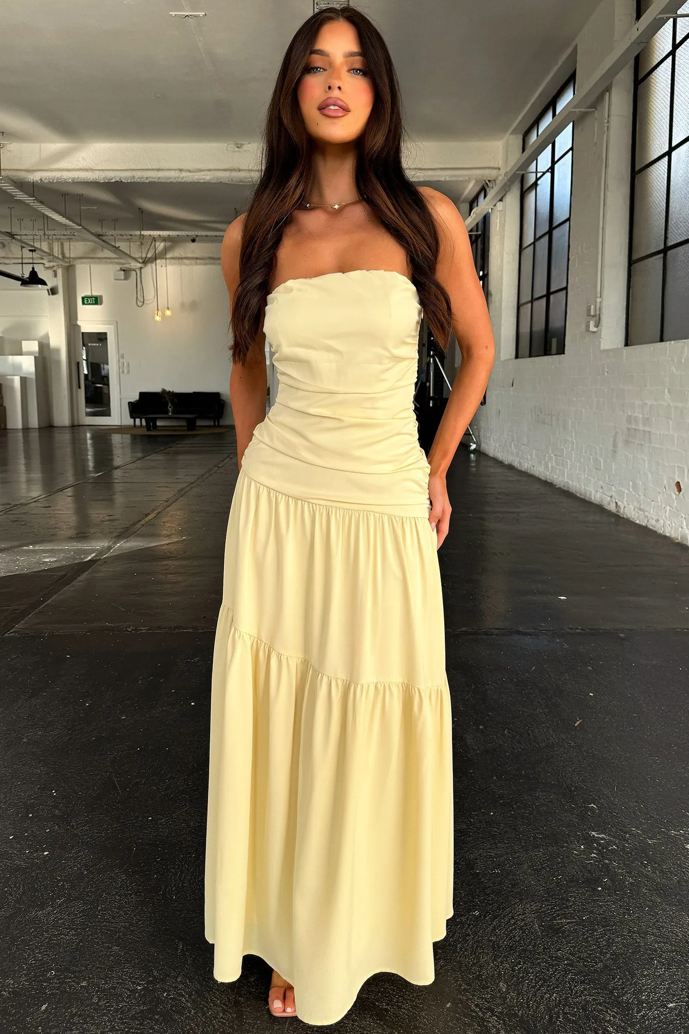 Charlotte Strapless Maxi Dress - Yellow sold by Thats So Fetch