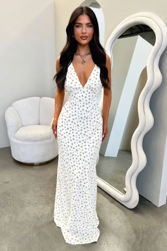 Naf V-Neck Maxi Dress - Yellow Floral sold by Thats So Fetch