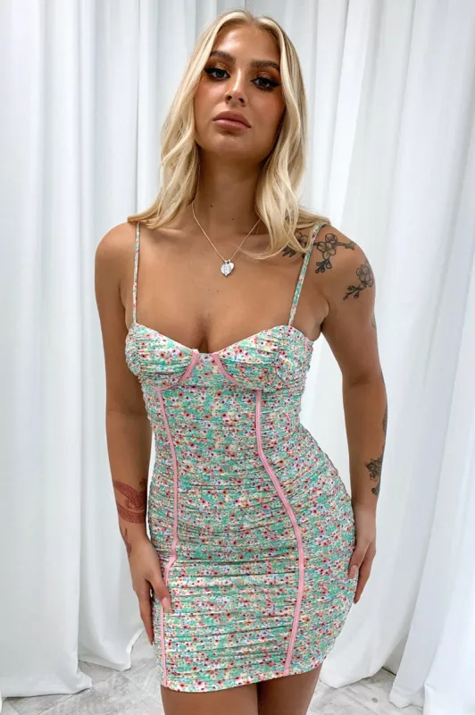 Khloe Dress - Green Floral sold by Thats So Fetch