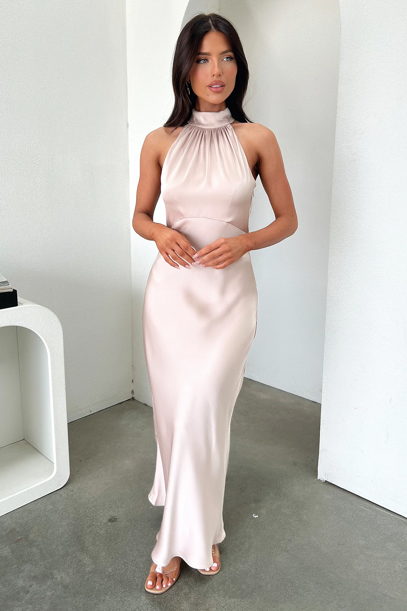 Daphne High Neck Maxi Dress - Champagne sold by Thats So Fetch product image thumbnail 2