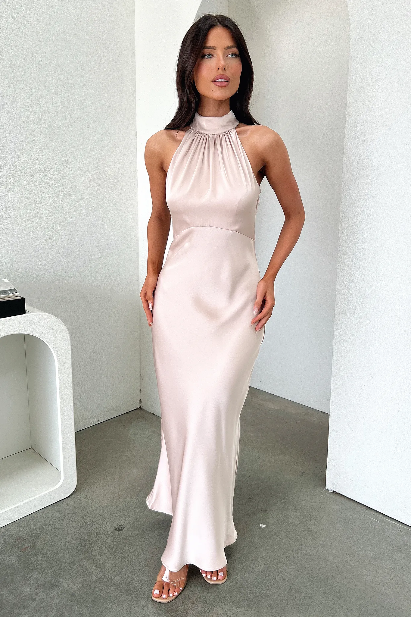 Daphne High Neck Maxi Dress - Champagne sold by Thats So Fetch product image thumbnail 3