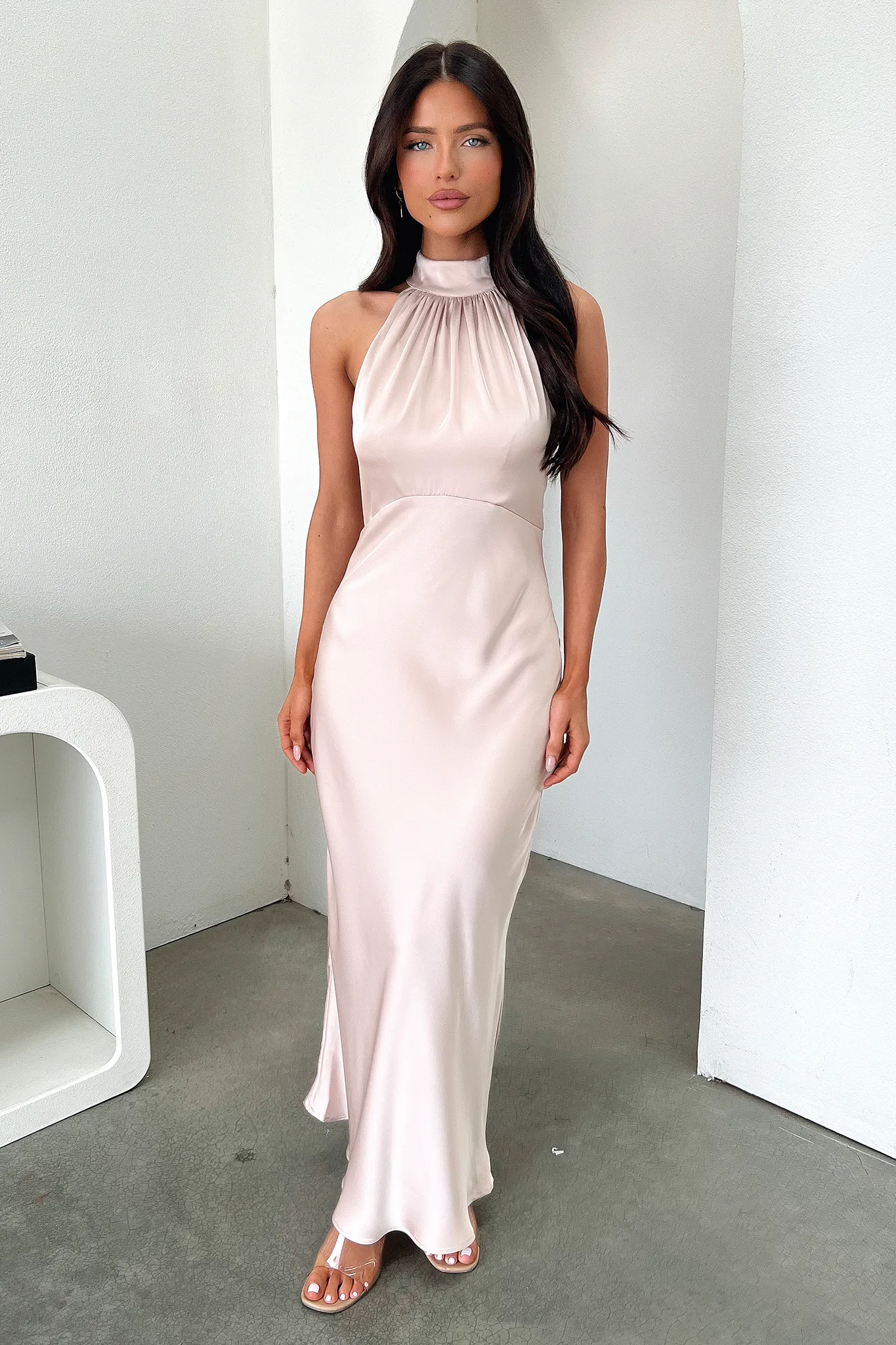 Daphne High Neck Maxi Dress - Champagne sold by Thats So Fetch
