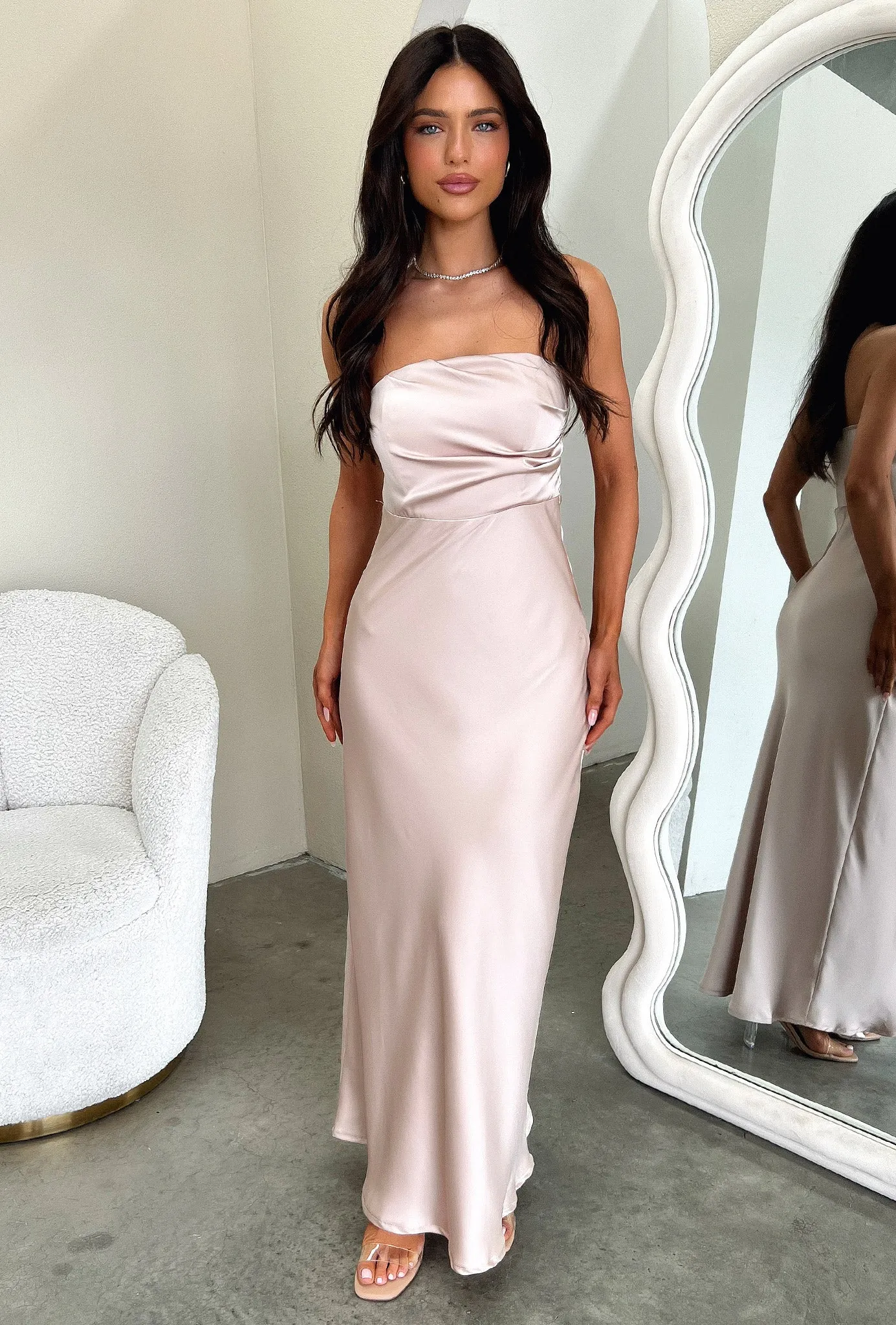 Elio Strapless Satin Maxi Dress - Champagne sold by Thats So Fetch product image thumbnail 3