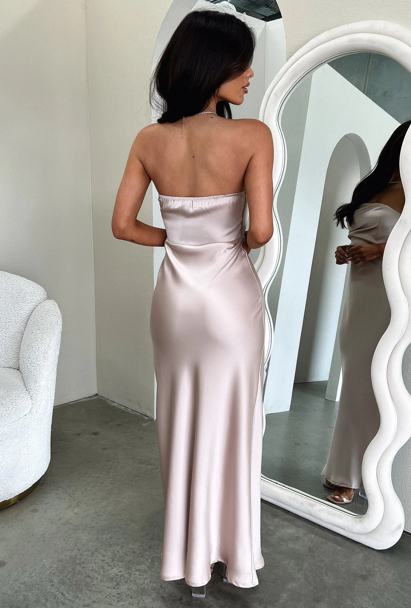 Elio Strapless Satin Maxi Dress - Champagne sold by Thats So Fetch product image thumbnail 5