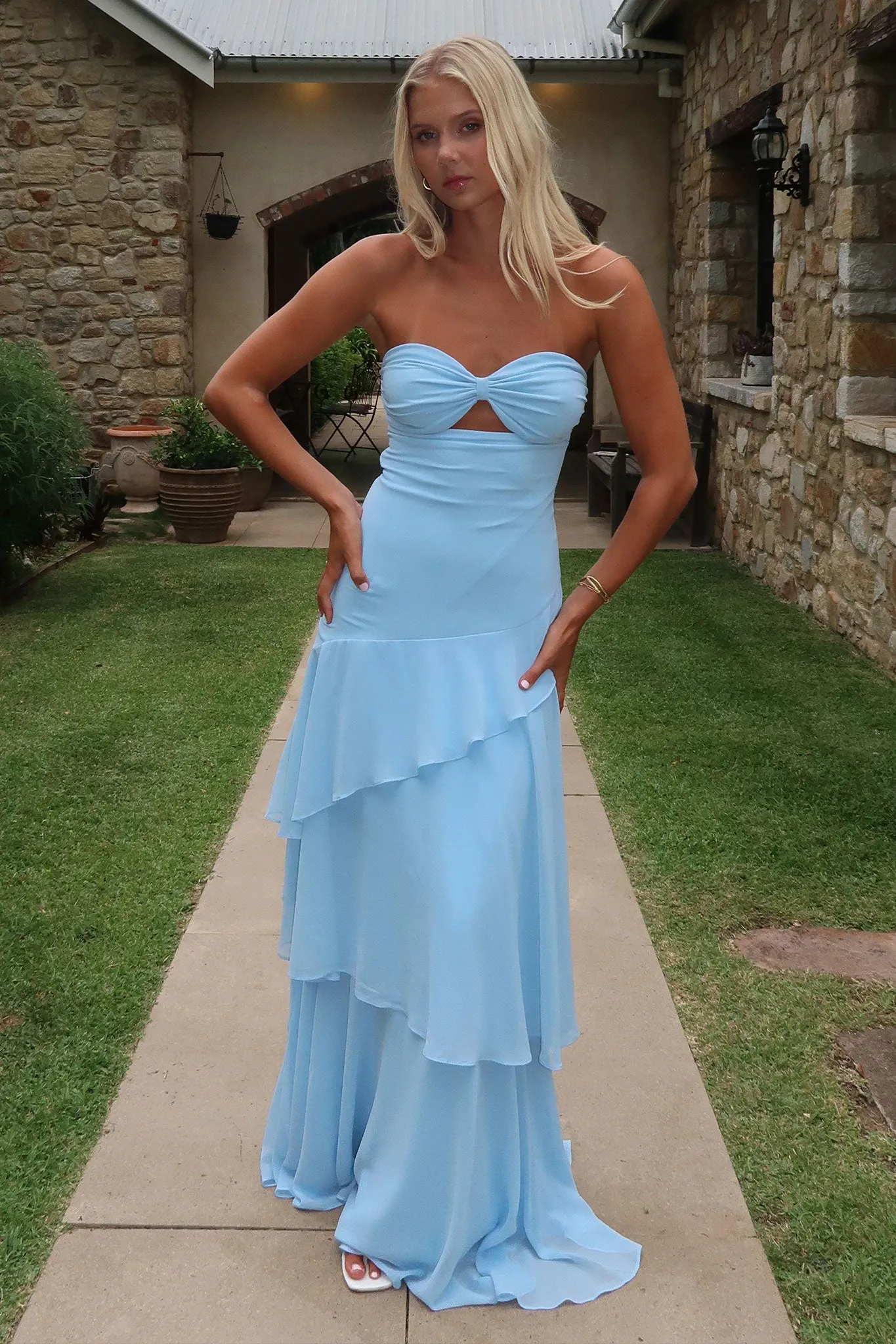 Gretta Strapless Maxi Dress - Blue sold by Thats So Fetch