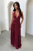Ginevra Ruched Halter Maxi Dress - Burgundy sold by Thats So Fetch