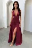 Ginevra Ruched Halter Maxi Dress - Burgundy sold by Thats So Fetch