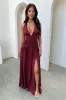 Ginevra Ruched Halter Maxi Dress - Burgundy sold by Thats So Fetch