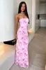 Rosalie Strapless Maxi Dress - Pink Floral sold by Thats So Fetch