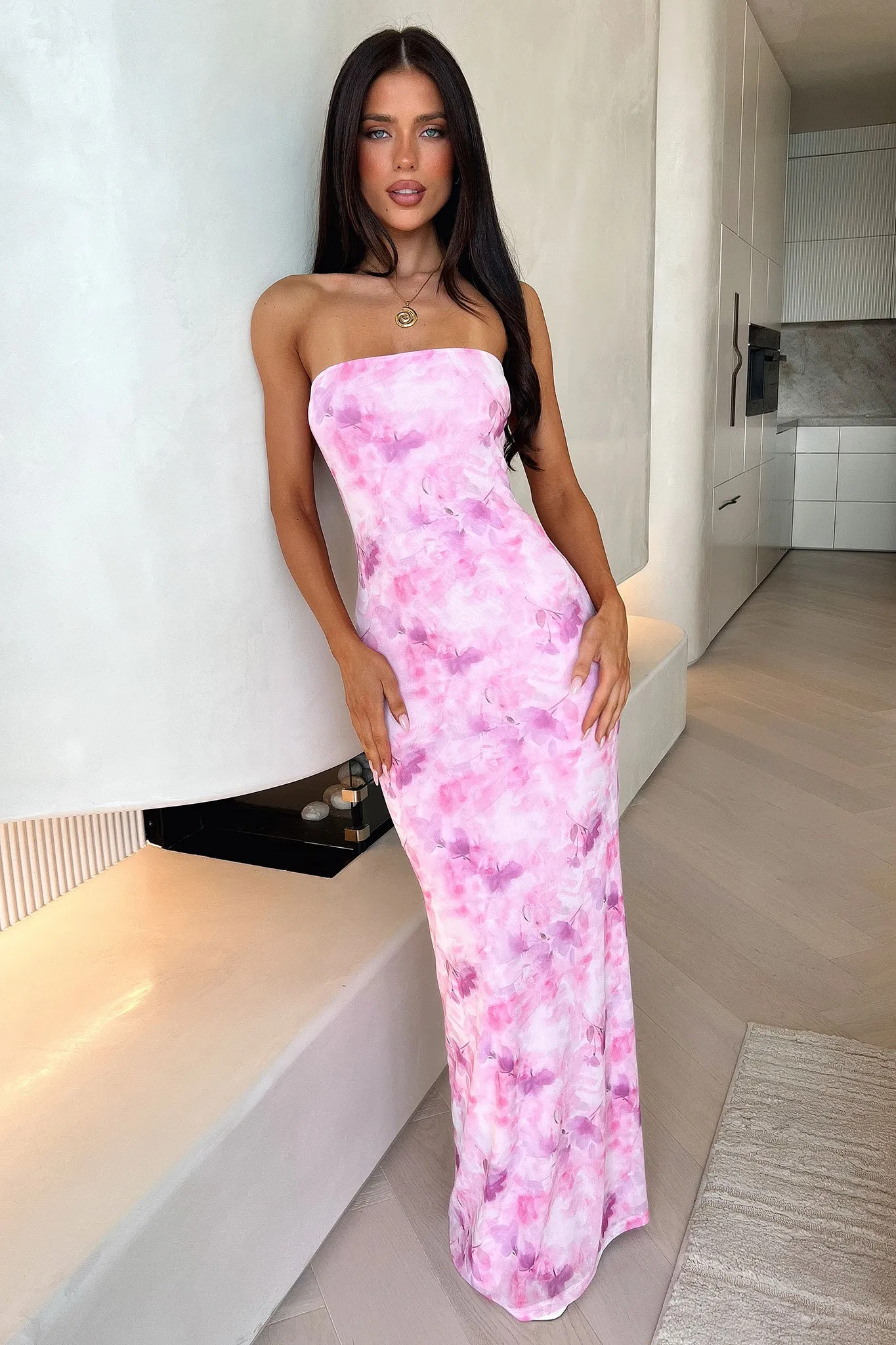 Rosalie Strapless Maxi Dress - Pink Floral sold by Thats So Fetch product image thumbnail 3