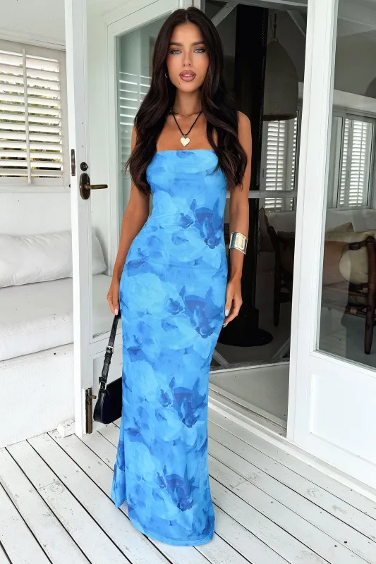 Rosalie Maxi Dress - Blue Floral sold by Thats So Fetch