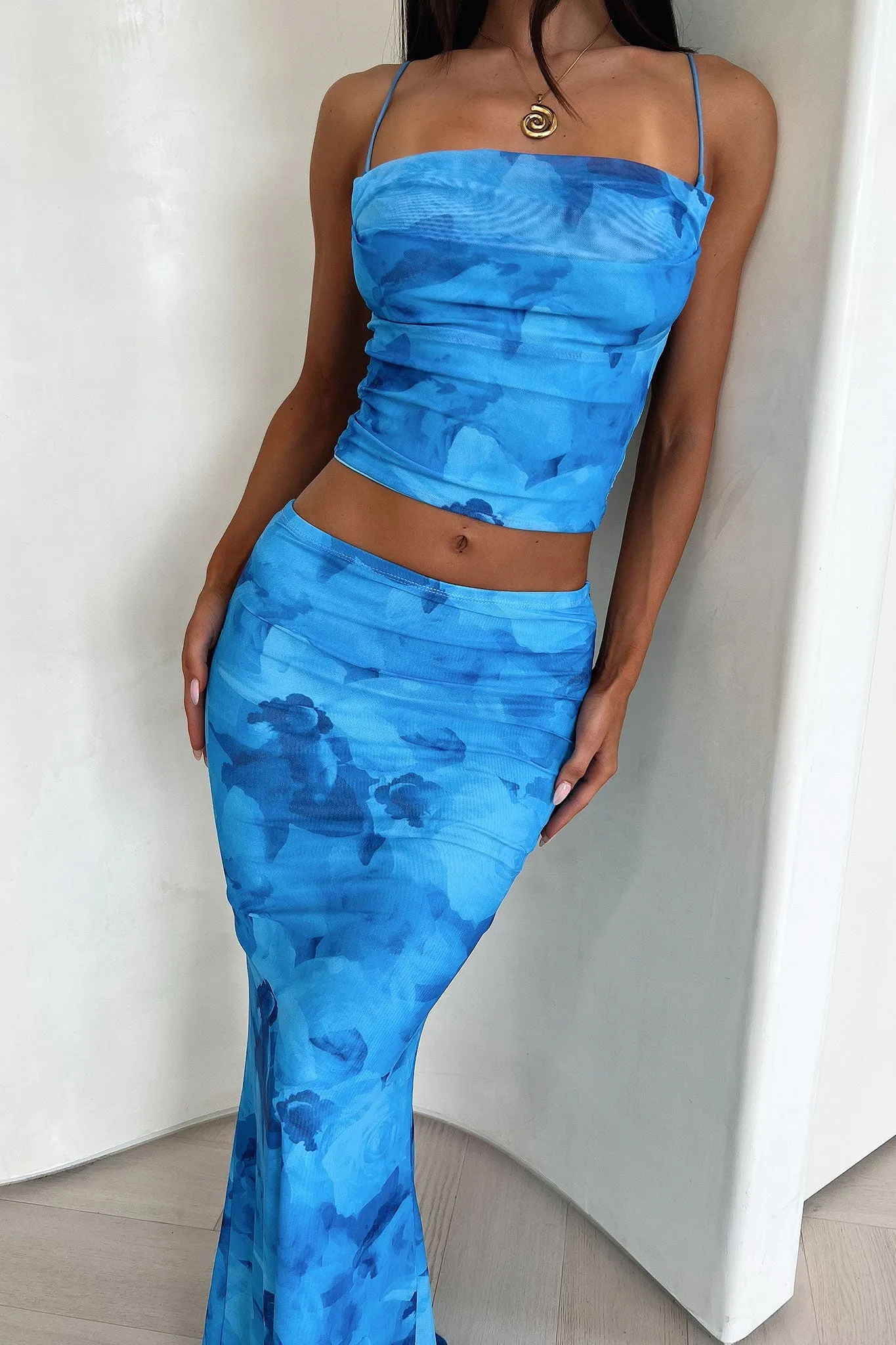 Ryleigh Crop - Blue Floral sold by Thats So Fetch product image thumbnail 3