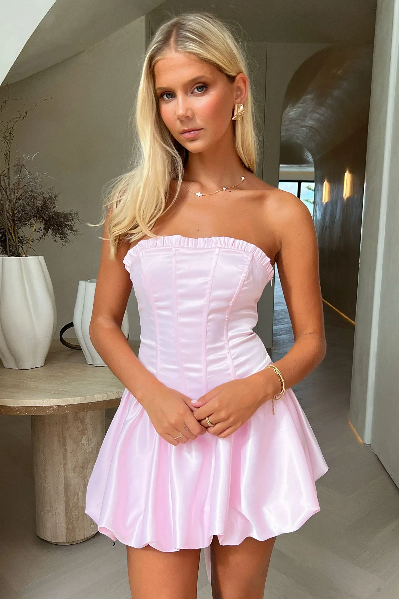 Beauty Strapless Satin Dress - Pink sold by Thats So Fetch product image thumbnail 3