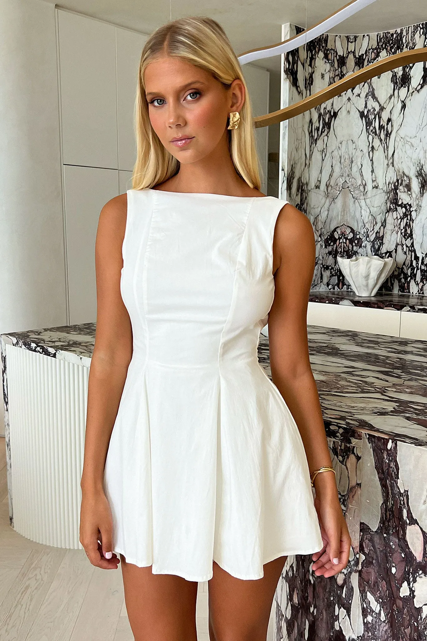 Arora Open Back Mini Dress - White sold by Thats So Fetch