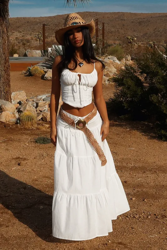 Barbados Linen Maxi Skirt - White sold by Thats So Fetch