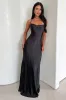 Starlette Cowl Neck Satin Maxi Dress - Black sold by Thats So Fetch