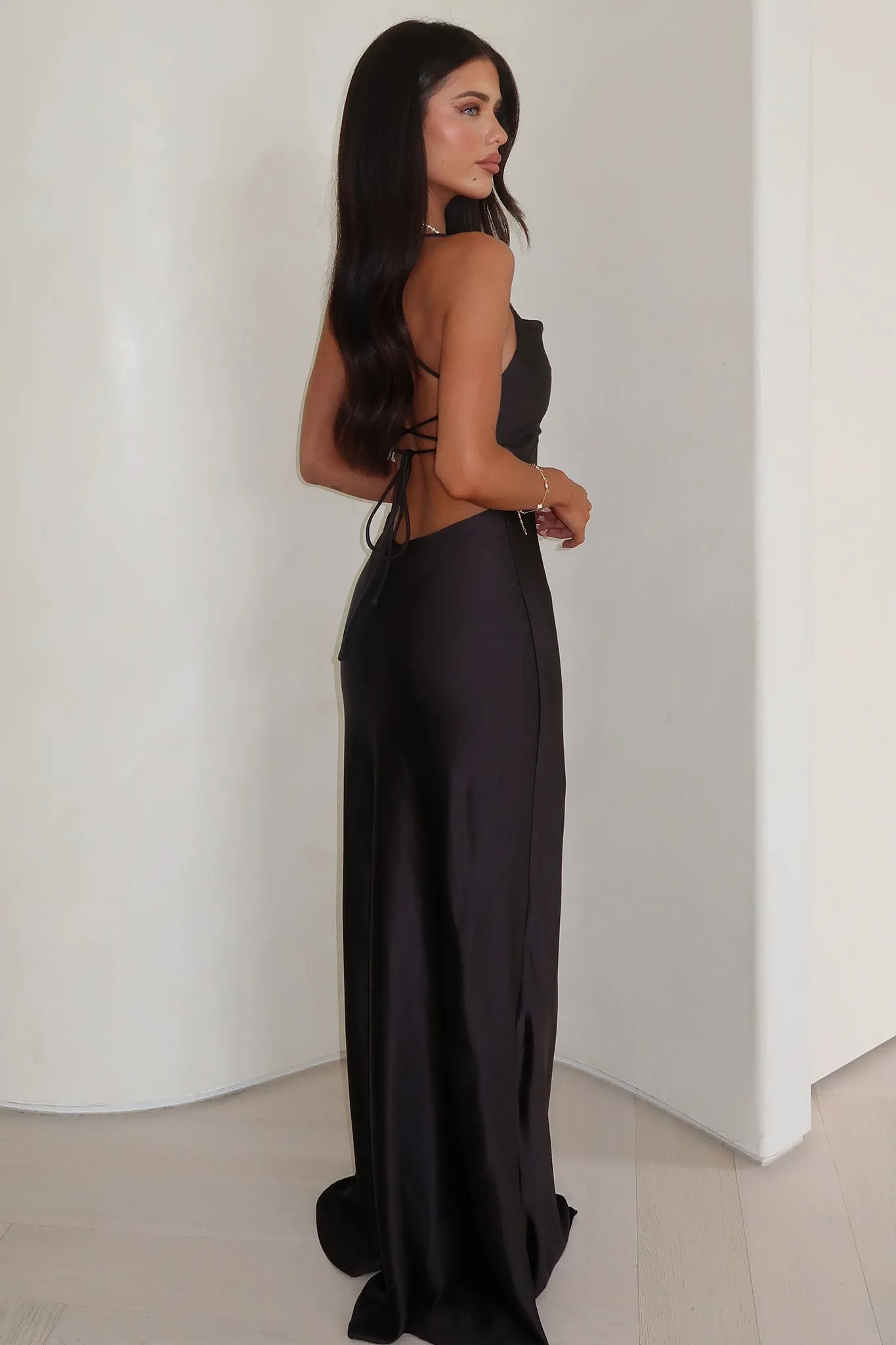 Starlette Cowl Neck Satin Maxi Dress - Black sold by Thats So Fetch product image thumbnail 4