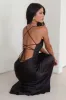 Starlette Cowl Neck Satin Maxi Dress - Black sold by Thats So Fetch