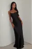 Starlette Cowl Neck Satin Maxi Dress - Black sold by Thats So Fetch