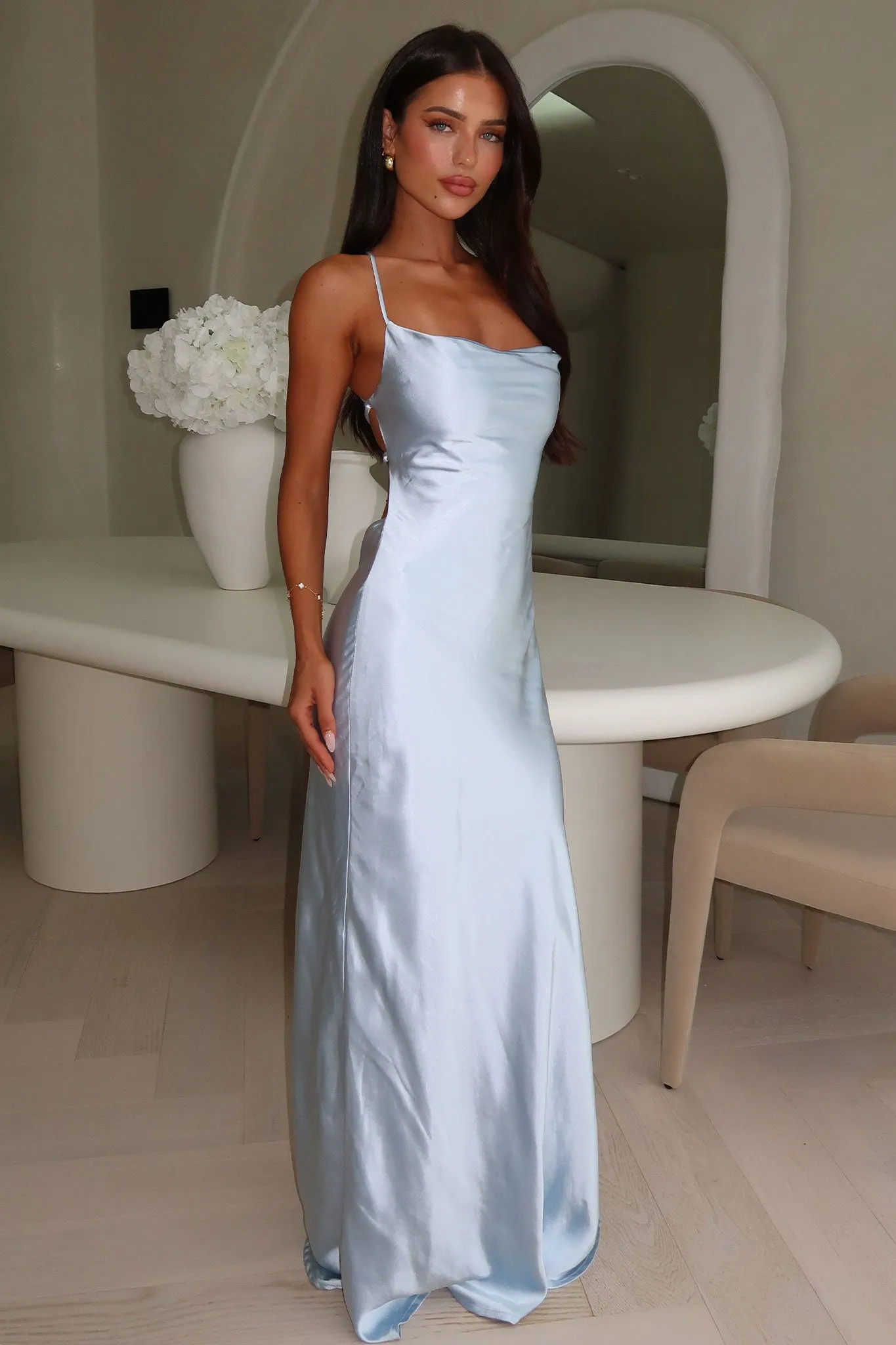 Starlette Cowl Neck Satin Maxi Dress - Blue sold by Thats So Fetch product image thumbnail 2