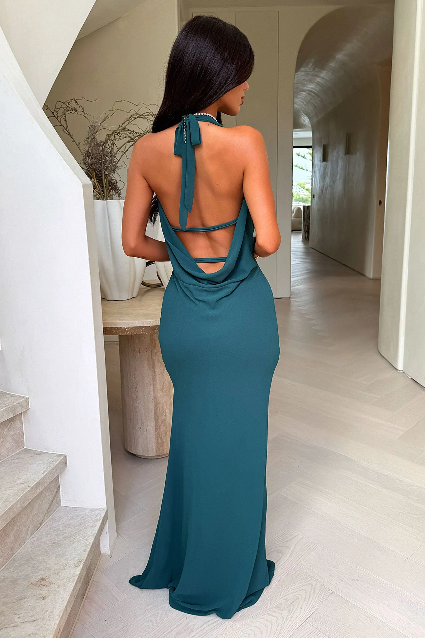 Amedeo Plunge Halter Neck Maxi Dress - Emerald sold by Thats So Fetch product image thumbnail 3