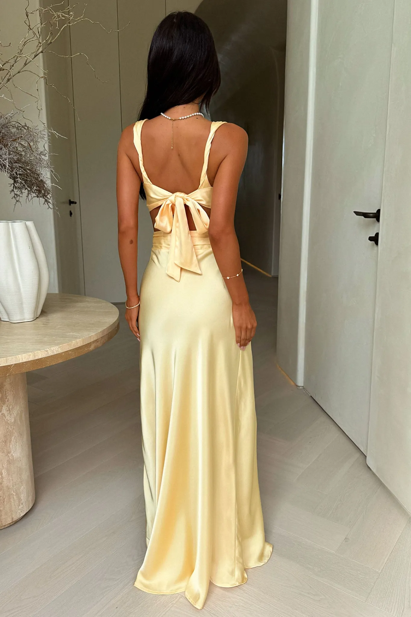 Emeline V-Neck Satin Maxi Dress - Yellow sold by Thats So Fetch product image thumbnail 2