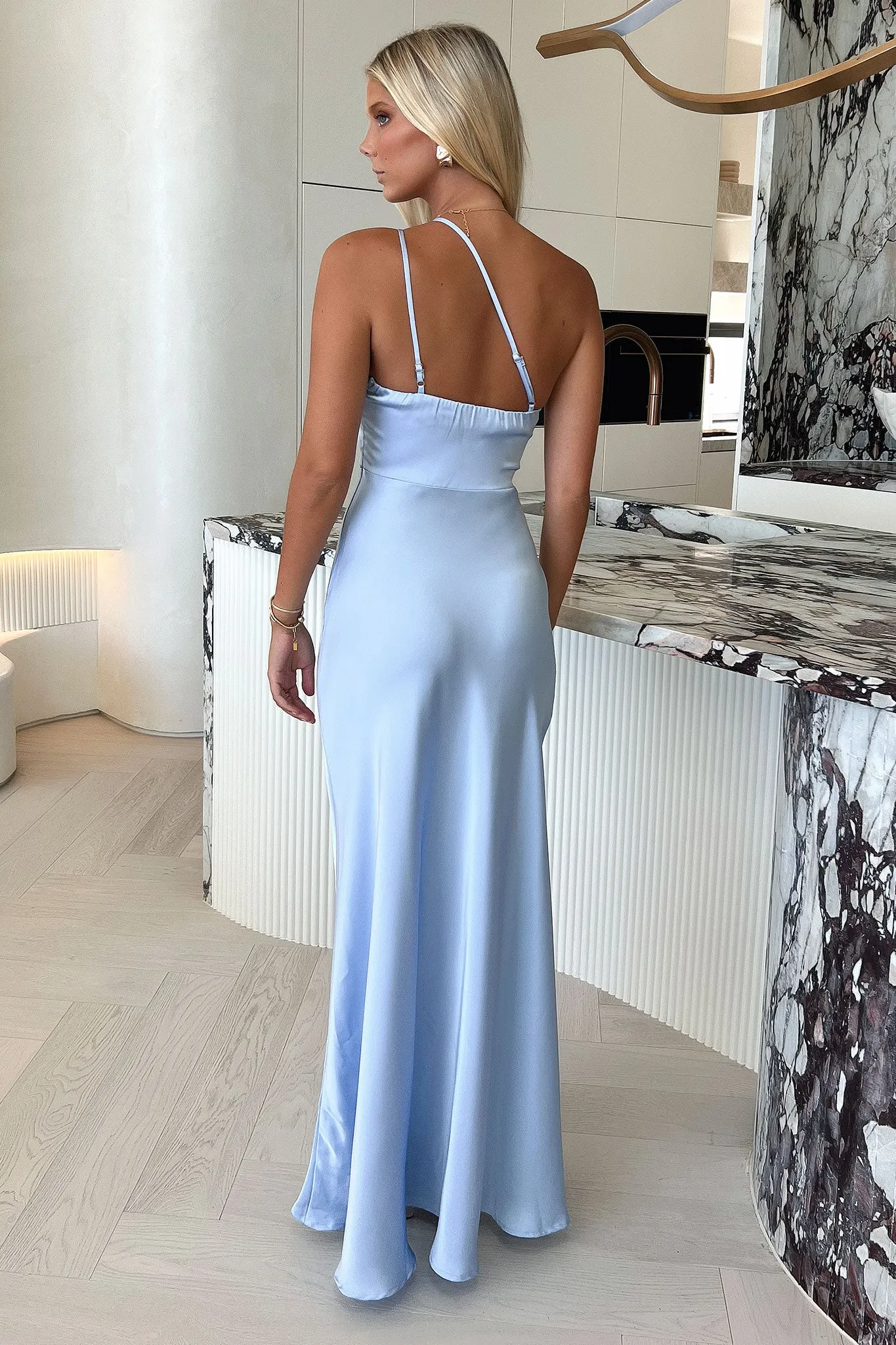 Aurelia One-Shoulder Satin Maxi Dress - Blue sold by Thats So Fetch product image thumbnail 2