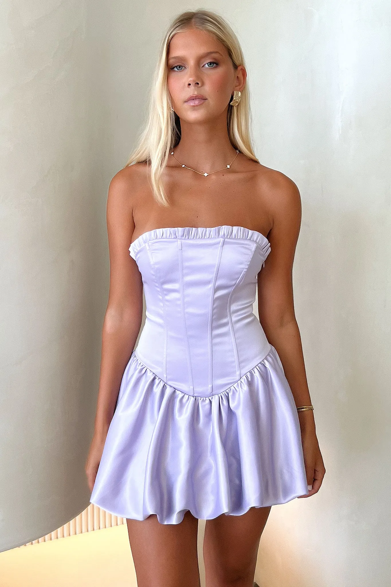 Beauty Strapless Satin Dress - Purple sold by Thats So Fetch product image thumbnail 4