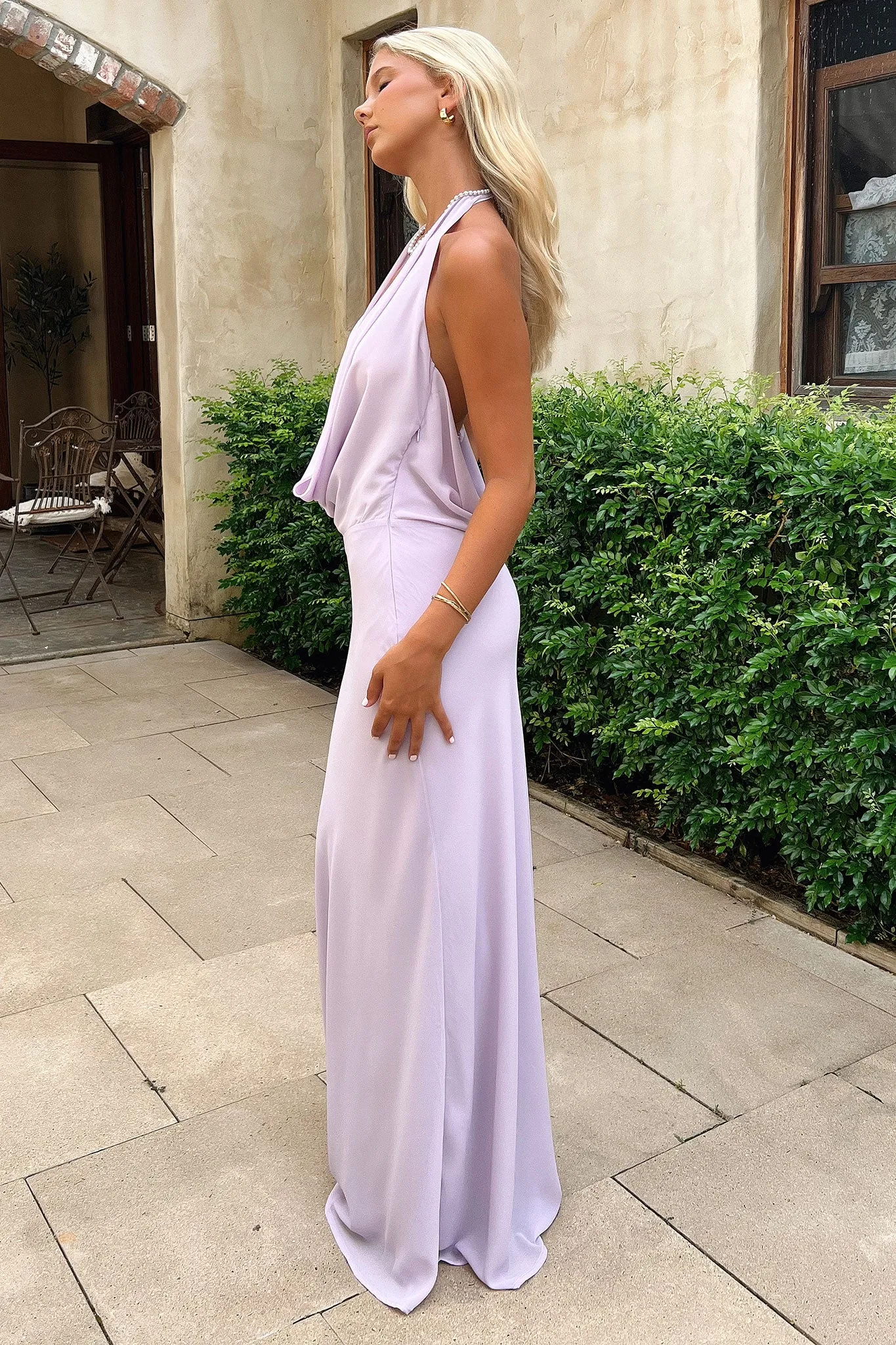 Mirella Plunge Halter Neck Maxi Dress - Lilac sold by Thats So Fetch product image thumbnail 4