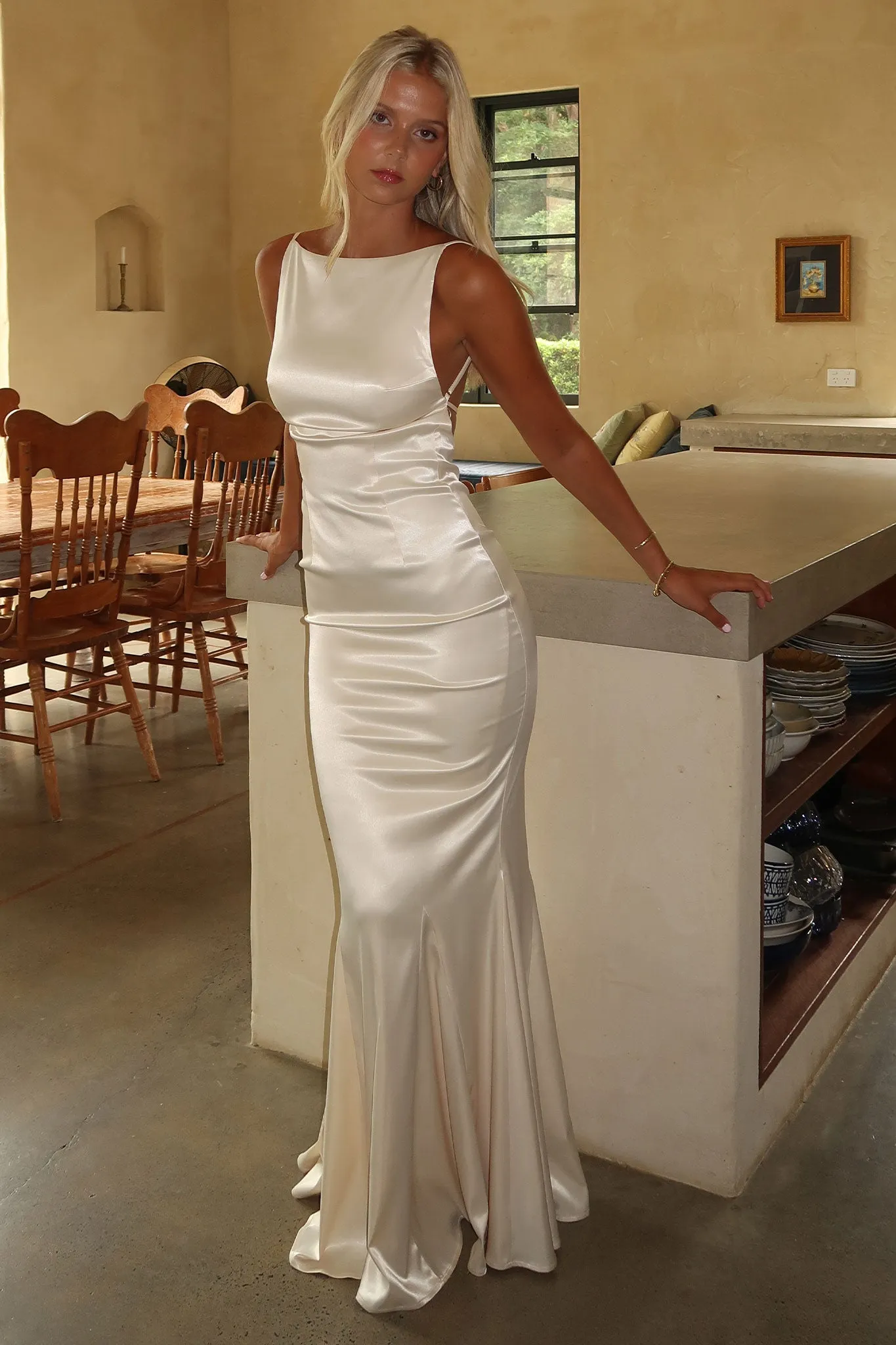 Margot High-Neck Satin Maxi Dress - Yellow sold by Thats So Fetch product image thumbnail 2