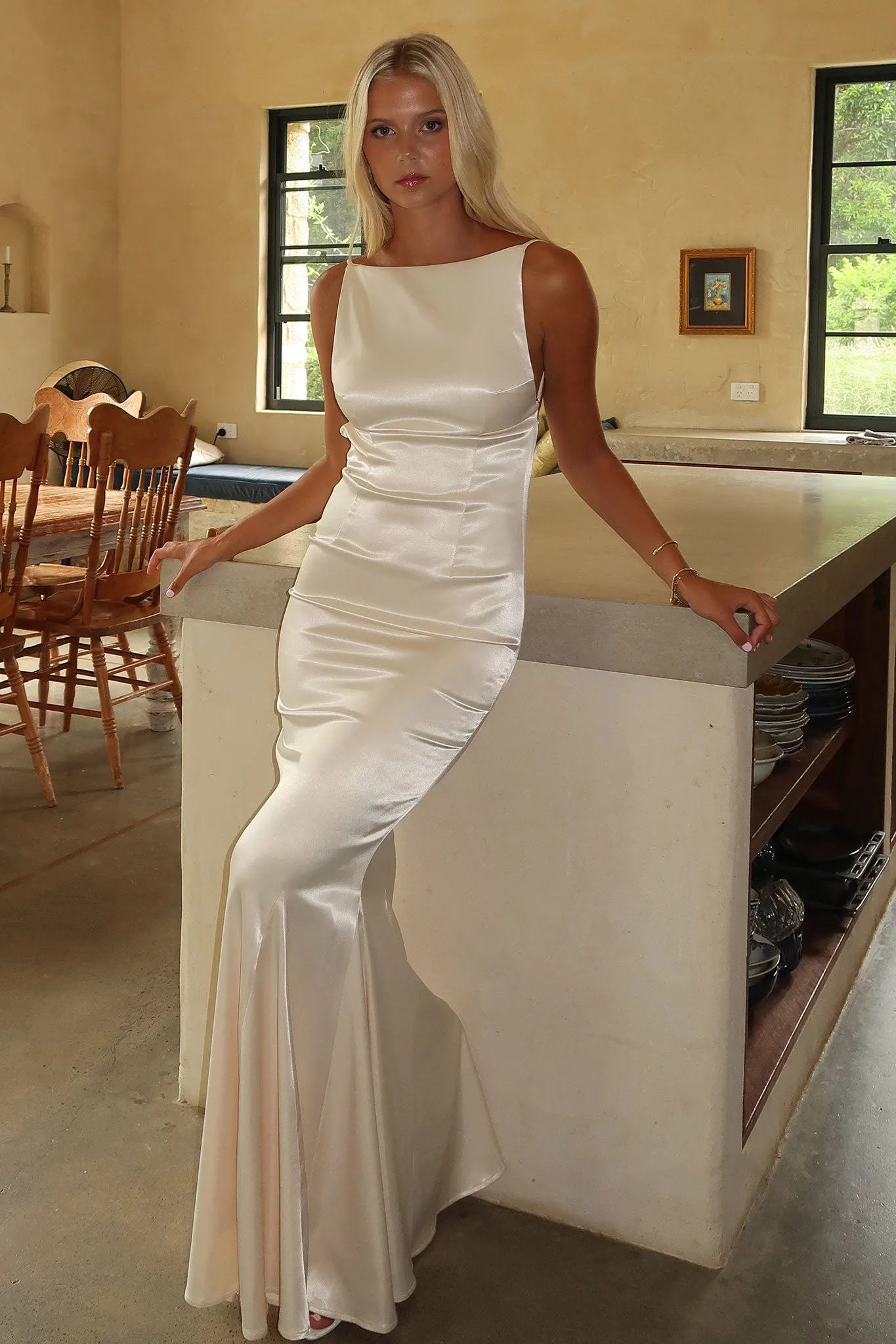 Margot High-Neck Satin Maxi Dress - Yellow sold by Thats So Fetch product image thumbnail 3