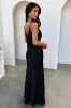 Delilah V-Neck Satin Maxi Dress - Black sold by Thats So Fetch