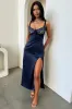 Sorrento Satin Maxi Dress - Navy sold by Thats So Fetch