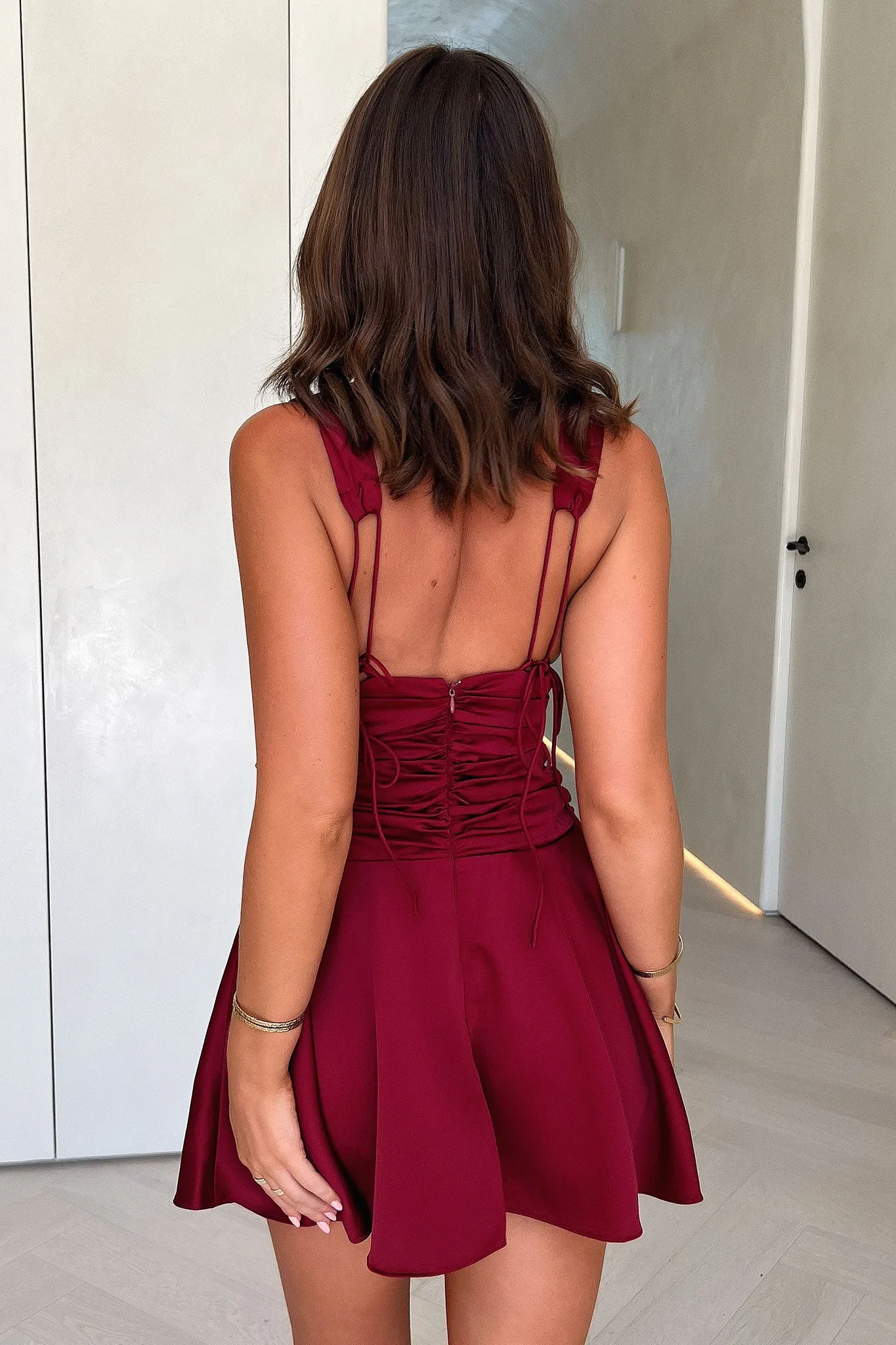 Jane Satin Mini Dress - Burgundy sold by Thats So Fetch product image thumbnail 4