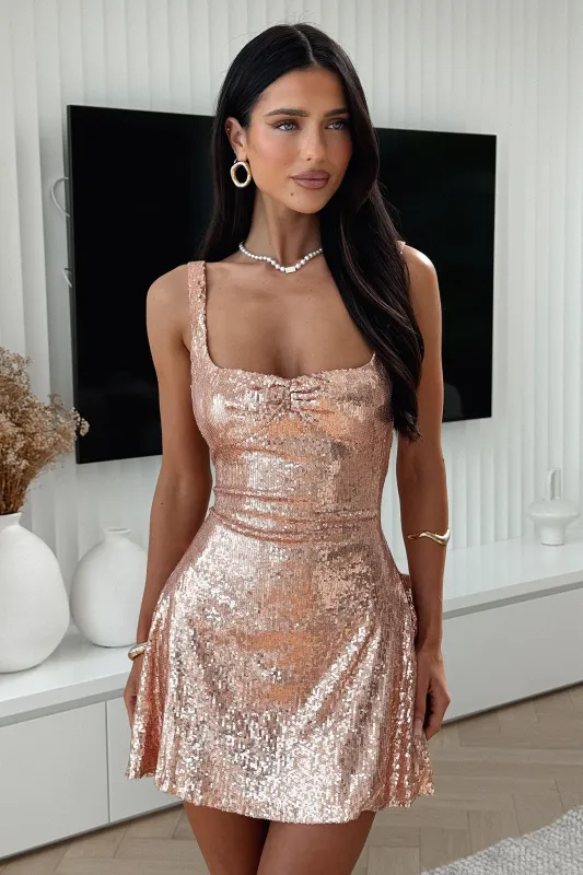 Selena Sequin Mini Dress - Champagne sold by Thats So Fetch