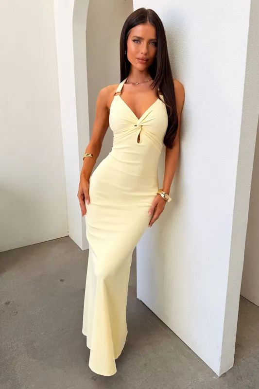 Nikki Halter Neck Maxi Dress - Yellow made by Thats So Fetch
