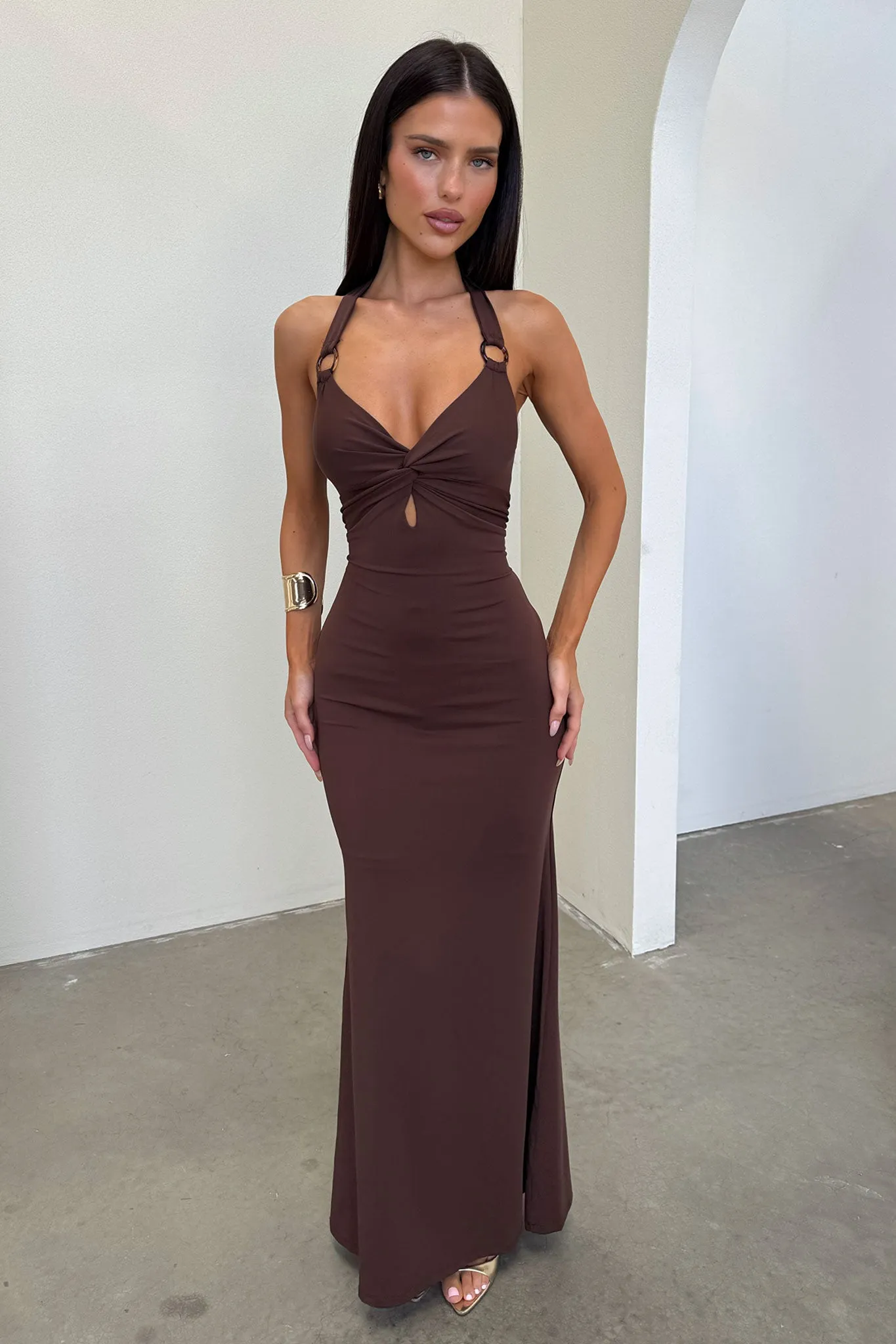 Nikki Halter Neck Maxi Dress - Brown sold by Thats So Fetch product image thumbnail 5