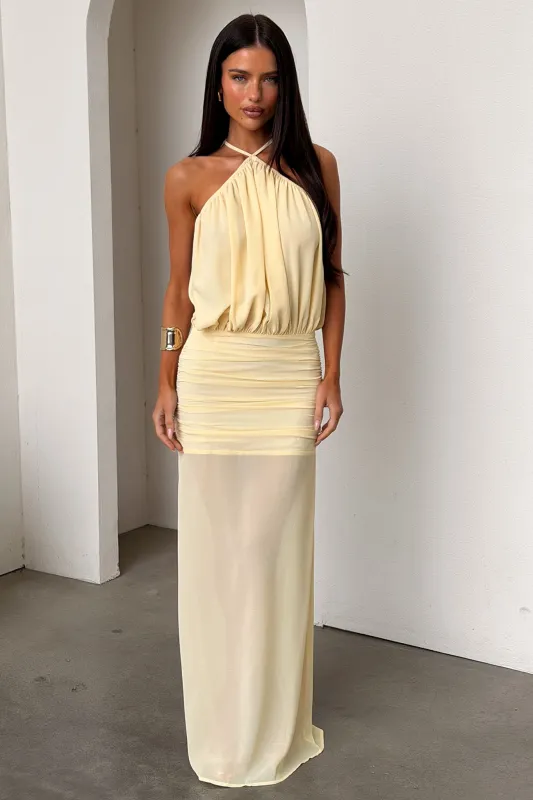 Milly Halter Neck Maxi Dress - Yellow made by Thats So Fetch