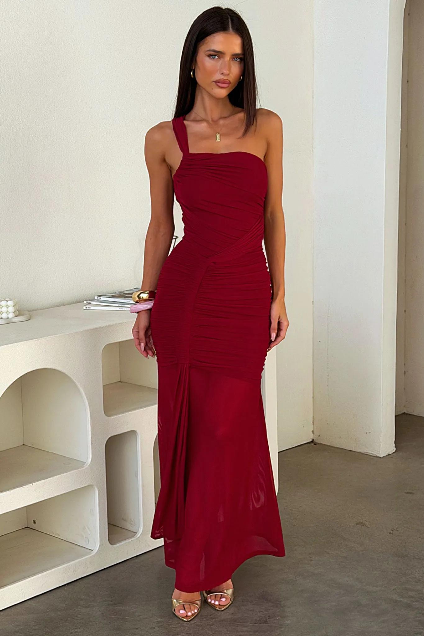 Aria Lace Maxi Dress - Burgundy sold by Thats So Fetch product image thumbnail 5