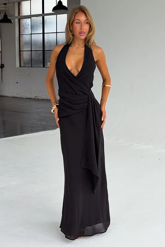 Marielle Halter Neck Maxi Dress - Black made by Thats So Fetch