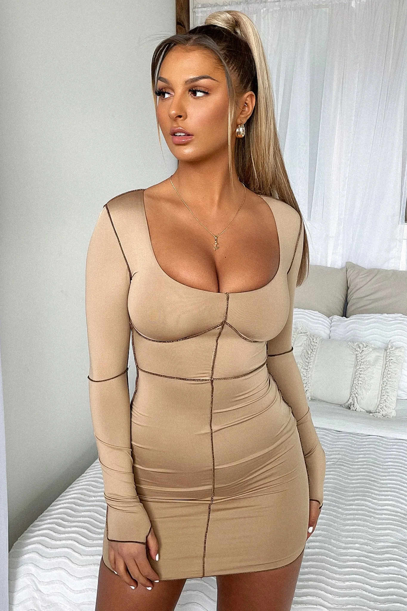 Evilyn Dress - Tan sold by Thats So Fetch product image thumbnail 4