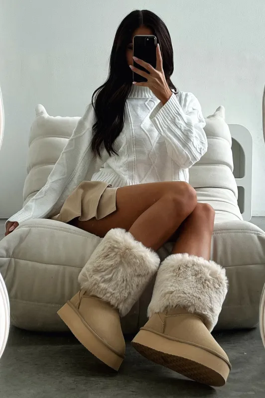 Aida Platform Boots - Sand sold by Thats So Fetch