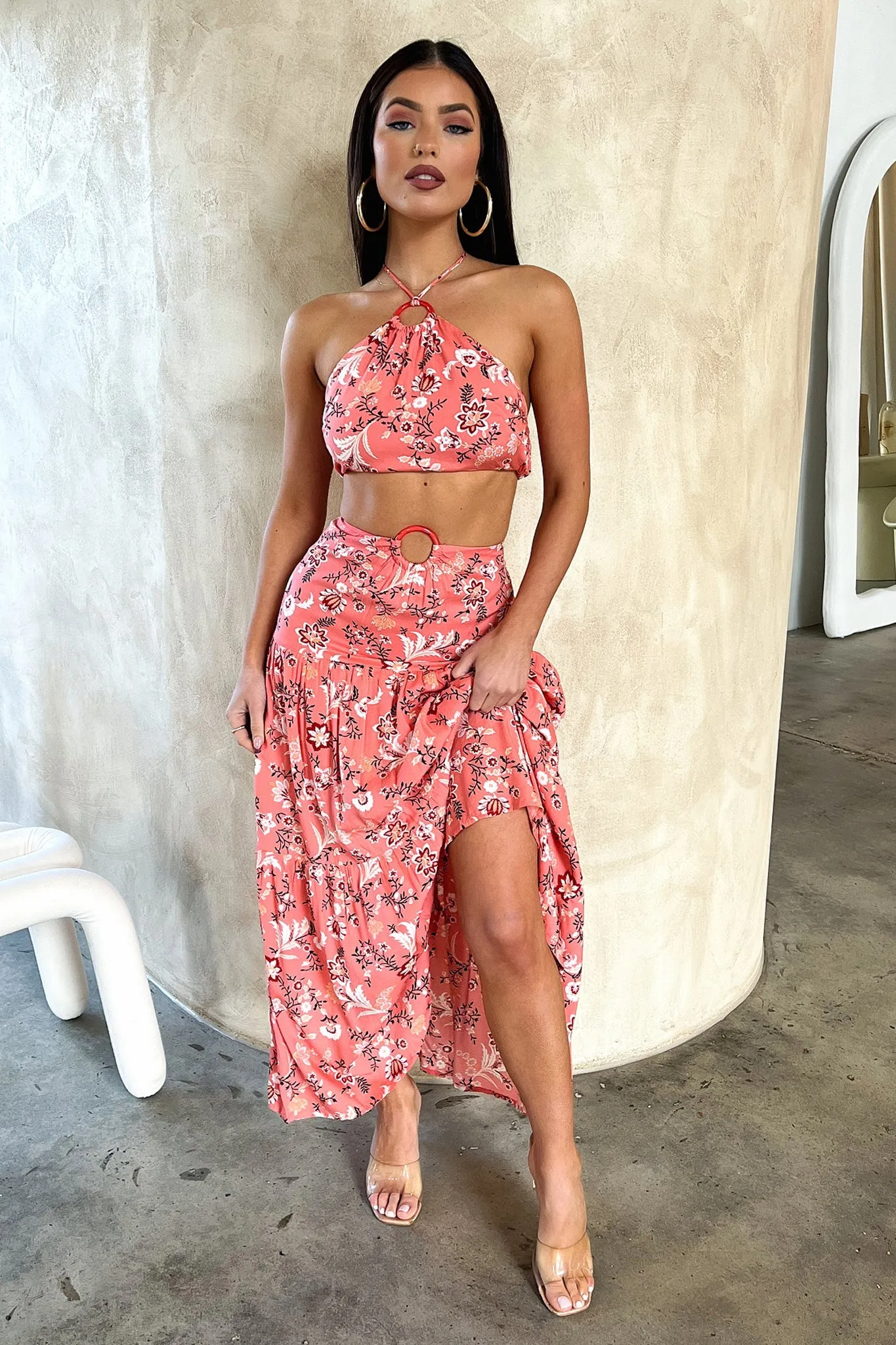 Lora Maxi Skirt - Coral Floral sold by Thats So Fetch