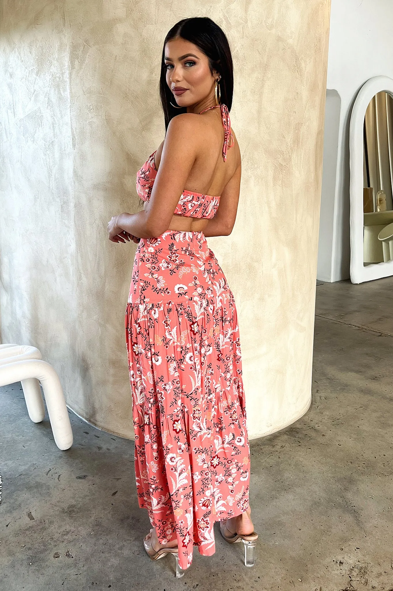 Lora Maxi Skirt - Coral Floral sold by Thats So Fetch product image thumbnail 5